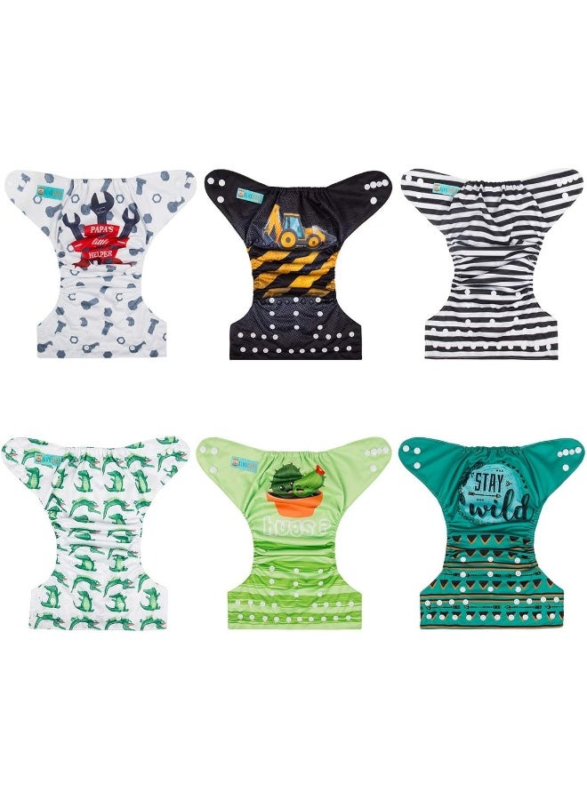 ALVABABY 6 Pack with 12 Inserts Baby Diaper Pocket Cloth Diapers Reusable Washable Adjustable for Baby Boys and Girls 6DM35 - Image 3